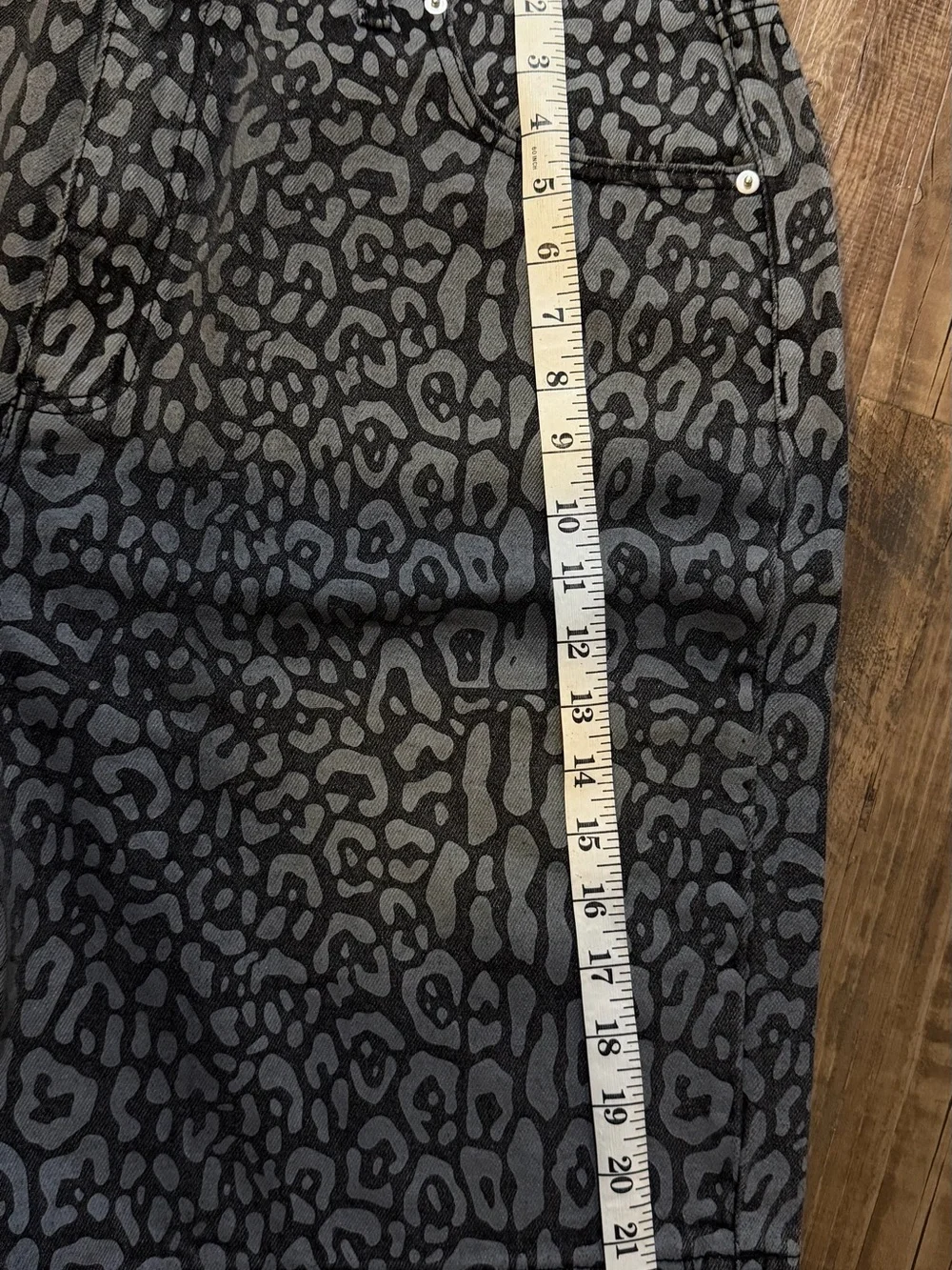 PacSun Men's Black and Gray Animal-Print Denim Shorts